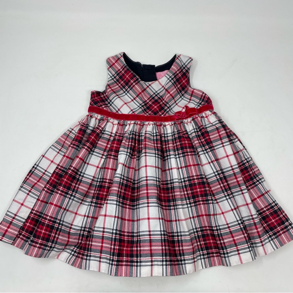 Toddler Red Black White Plaid Christmas Holiday Formal Dress Size 12-18m